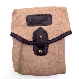 Vintage Nikon Canvas & Leather Camera Lens Binocular Pouch Belt Clips Made Japan